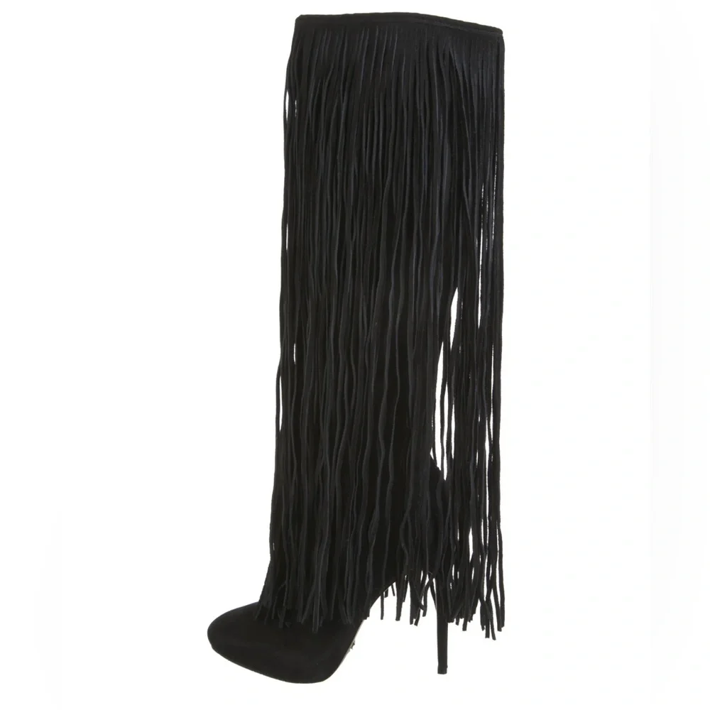 Schutz woman’s fringe /suede leather knee high boots - Picture 3 of 11